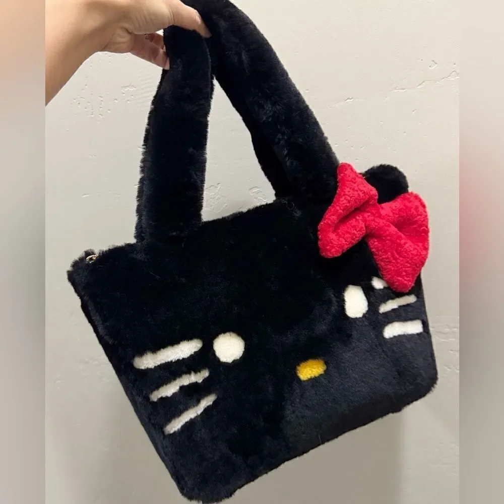 Colorblock Handmade Real Shearling Kitty Cat Large Tote/Shoulder Bag/Crossbody